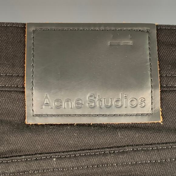 ACNE STUDIOS Size 35 Black Denim Straight Slim Five Pockets Jeans - Picture 3 of 4